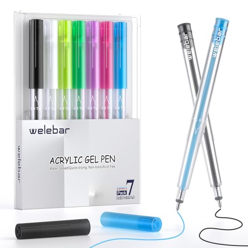 0.8mm Acrylic Gel Pen Set, Compatible with Cricut Maker 3/Maker 4/Maker/Explore 3/4/5/Air 2/Air, 7 Pack Medium Point Pens for Writing, Drawing, DIY Crafts - color: Acrylic