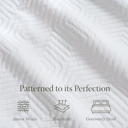 Threadmill Luxury Cotton Blankets for Queen Size Bed | All-Season 100% Cotton Queen Size Blanket | Aster Jacquard Cozy Lightweight, Soft Breathable Coverlet fits Full Size Bed, 90x92 | White - color: Aster White, size: Queen / Full
