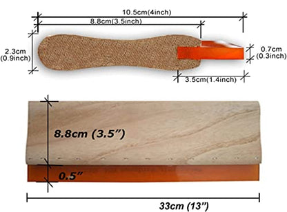INTBUYING Screen Printing Squeegee Ink Squeegee Wooden Oiliness Scraper 75 Durometer 13inches Long 4 inches Wide with Rubber Blade and Wooden Handle - size: 13 inches long