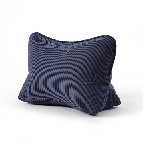 Pat. Pend. Corduroy Wedge Pillow with Lumbar Support, Triangle Cushion for Sofa, Couch, Bed or Recliner, Reading Pillow for Sitting & Relaxing, Navy Blue - color: Navy Blue