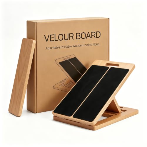 Premium Wooden Slant Board, Adjustable Calf Stretcher & Squat Wedge with 5 Incline Angles, Anti-Slip Surface, Supports 550 lbs, Plantar Fasciitis Relief Tool for Home Gym & Office