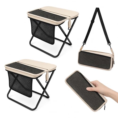 2-Pack Portable Collapsible Stool,Foldable Camping Stools for Adults, Heavy Duty Folding Backpack Stool with 13x10.6x12.2 Inch, Compact Seat for Fishing Hiking Picnic