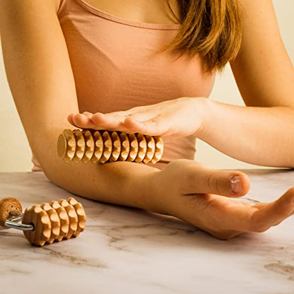 tuuli Body and Face Roller, Multi-Functional Wooden Massage Roller, Helps Ease Muscle Tension and Support Skin Health, Natural Face Massage Tools, Set of 2 (2 piece set A) - size: 2 piece set A