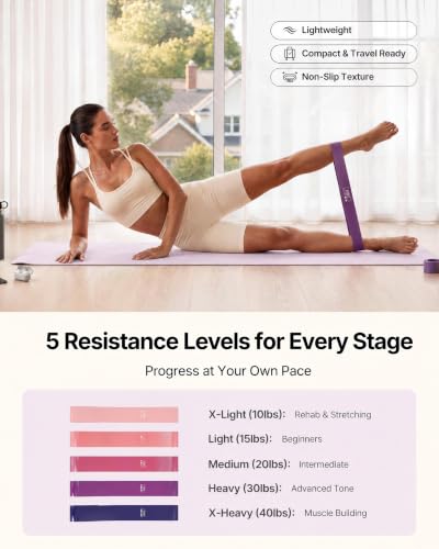 PAETA Pilates Ring Set – 14” Magic Circle (38 lbs Resistance), 9.8” Pilates Ball, 5 Resistance Bands, and Exercise Guide Included for Home Workouts - color: purple