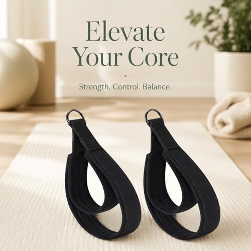 2PCS Pilates Straps Soft Padded Handles,Pilates Double Loop D-Ring Straps