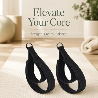 2PCS Pilates Straps Soft Padded Handles,Pilates Double Loop D-Ring Straps
