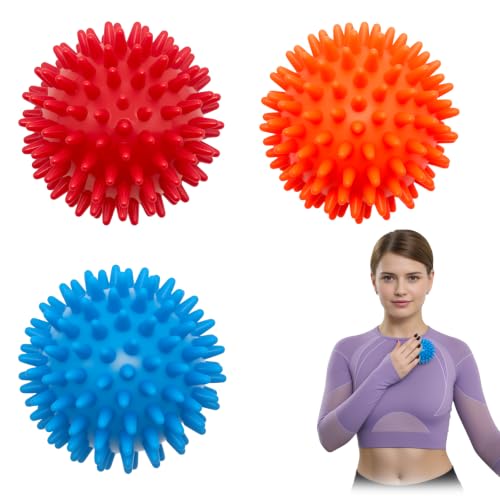 3PCS Spiky Massage Balls Set, Soft Foot Massage Ball For Muscle Relaxation | Plastic Material, 2.7 Inch Spiked Design, Gentle Massage Pressure, Feet Hands Legs Use, Yoga Office Travel