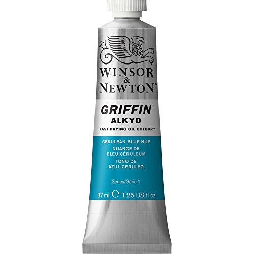 Winsor & Newton Griffin Alkyd Fast Drying Oil Paint, Cerulean Blue Hue | Fast-Drying Oil Paint, Ideal for Thick Impasto Techniques & Underpainting, Slightly More Fluid than Traditional Oils - color: Cerulean Blue Hue, style: 1.25-oz Tube