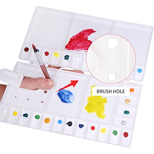Transon Paint Palette Box 33 Wells for Mixing Gouache, Acrylic and Oil Paint with 1 Paint Brush - size: 33 Wells