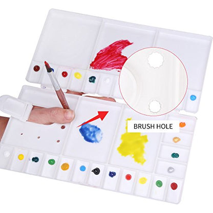 Transon Paint Palette Box 33 Wells for Mixing Gouache, Acrylic and Oil Paint with 1 Paint Brush - size: 33 Wells