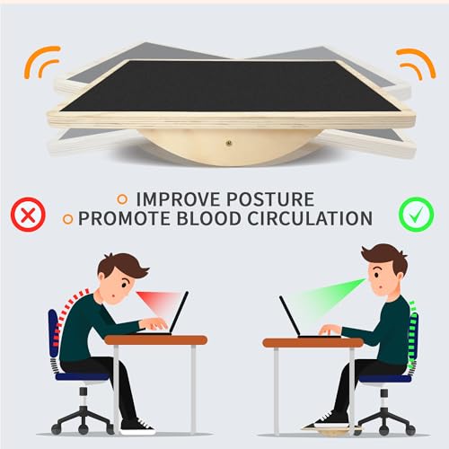 Balance Board Professional Wobble Board for Adults Anti-Slip for Physical Therapy Standing Desk Core Strength Wooden Rocker Board(350LBS) - size: Balance Board (Wooden)
