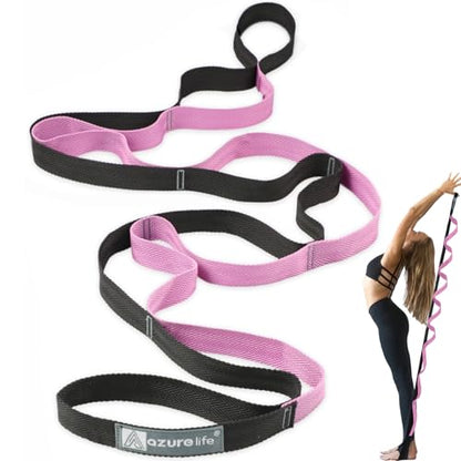 A AZURELIFE Premium Durable Stretch Straps with Loops, Stretching Strap for Physical Therapy, Multi-Loop Yoga Strap Fitness Exercise Strap for Yoga, Pilates, Dance, Flexibility&Exercise - color: #1-Purple