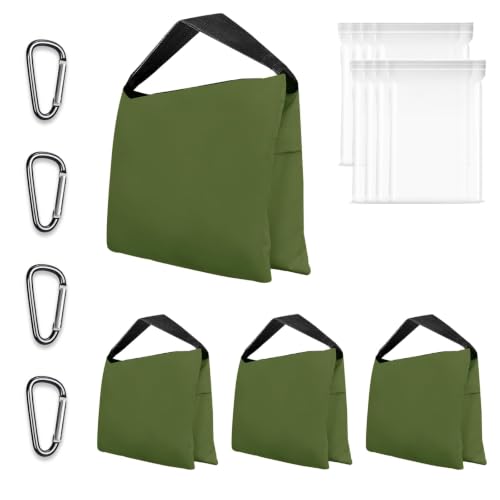 EMART 4Packs Sand Bags for Weight, Green Sandbags for Backdrop Stand Canopy | Heavy Duty Sandbags(No Sands) for Light Stand Tripod, Photography, Pop Up Tent, Umbrella Base, Camping, Fishing Chair, Sports - color: Green