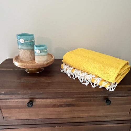 Open Road Goods Solid Color Mexican Yoga Blanket – Large Handwoven Throw for Yoga, Beach, Camping or Home – Soft and Durable Cotton Blend - color: Yellow Blanket