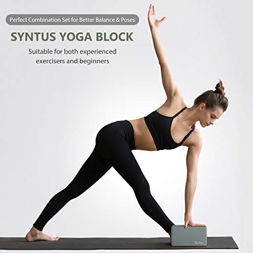 Syntus Yoga Block & Strap Set for Fitness, Pilates, Stretching and Toning - color: Grey
