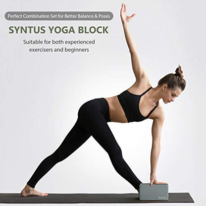 Syntus Yoga Block & Strap Set for Fitness, Pilates, Stretching and Toning - color: Grey