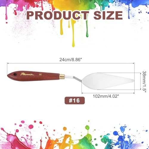 MECCANIXITY Pack of 1 Palette Knife No.16, 9.4" Long Palette Knives with Stainless Steel Flexible Spatula Pallet Knife and Wood Handle for Scraping, Mixing, Oil Acrylic Painting Canvas - style: No.16