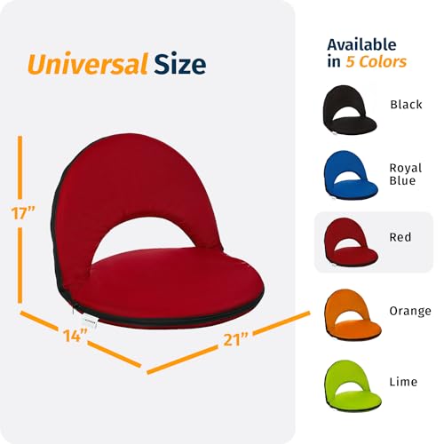 Alpcour Folding Stadium Seat – Deluxe Outdoor Camping Reclining Waterproof Cushion Chair for Bleachers – Best 6-Position Back Support Picnic Bleacher Seats w/Extra Thick Padding for Support & Comfort - color: Red