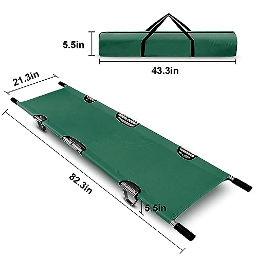 Folding Stretcher for Medical Emergency Heavy Duty Handles - color: Green