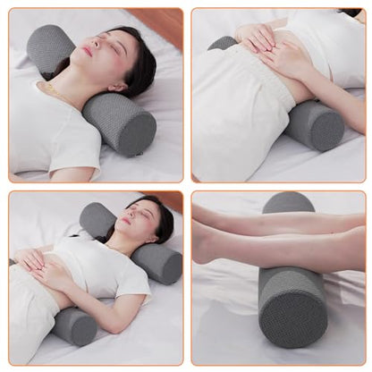 2 Pack Round Massage Table Bolster Pillow Pad, Bolster Pillow, Round Pillows, Suitable for Earthlite Massage Table (Grey, 7.8''x19.6'') - color: Grey, size: 7.8''x19.6''