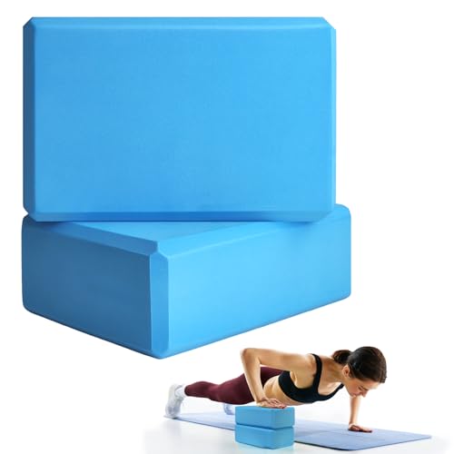 Septo 2 Pcs Yoga Blocks, 9x6x3 Inch Foam Blocks for Pilates - color: Blue