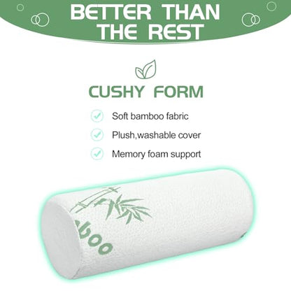 Bucherry 3 Pack Cervical Neck Roll Memory Foam Pillow Cylinder Bolster Pillow for Bed Round Neck Support with Removable Washable Cover for Sleeping Travel Yoga Legs Back Lumbar (15.75 x 5.91 Inches) - size: 15.75 x 5.91 Inches
