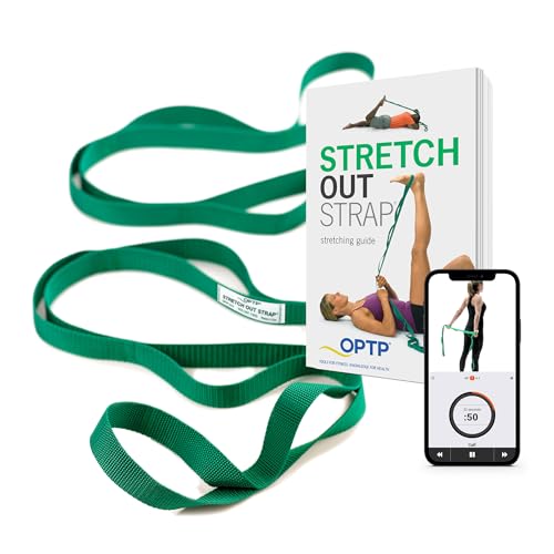 OPTP The Original Stretch Out Strap with Exercise Book, USA-Made Yoga Strap | USA-made Stretch Out Strap for flexibility & mobility, physical therapy, yoga stretching strap & knee therapy strap