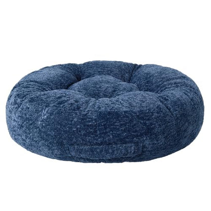 Floor Cushion Pillow, Portable Large - color: Round, Dark Blue