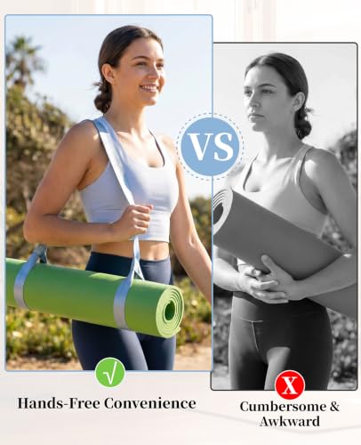3 Pack Yoga Mat Strap Carrier with Carabiner Clip, Adjustable Sling Holder for Carrying Exercise & Pilates Mats