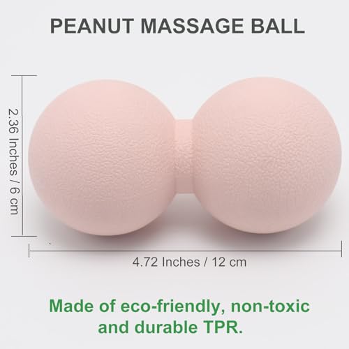 Hard Peanut Massage Ball, Double Ball Peanut Roller, 4.7″×2.4″, Pink | Mobility Massager Tool for Deep Tissue Physical Therapy Myofascial Release Trigger Point Muscle Relax Pain Relief Acupressure - color: Pink