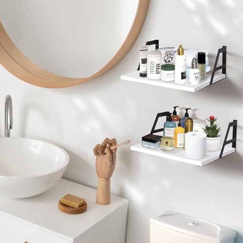 Tectocker-DOU 2 Pc Deep Floating Wall Shelves, Heavy Duty, 15.7×11.8, White - color: White, size: 15.7W×11.8D