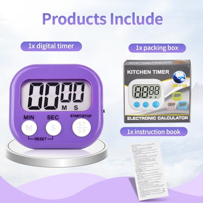 24 Pack Timers Magnetic Kitchen Timer Cooking Timers for Kitchen Digital Timer with Big Display Loud Ring Electronic Timer for Cooking, Classroom, Break Time(24, White,Green,Blue,Purple) - color: White,green,blue,purple