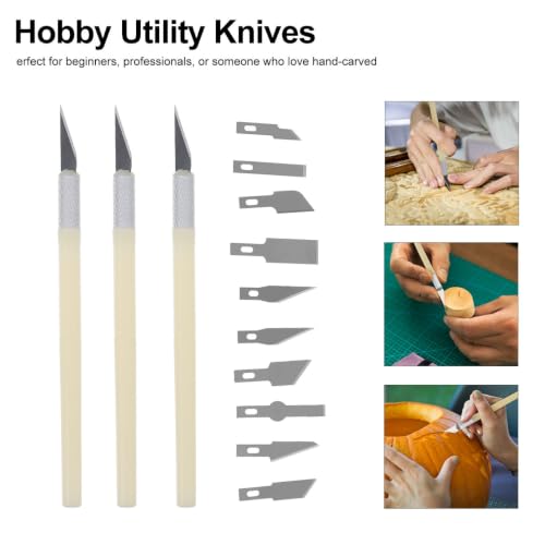 SUPVOX Craft Hobby Knife Set with Non-Slip Handles, 13 Pcs | Steel Blades for Clay Carving & Stencil Cutting - Sharp Precision Eliminates Tearing, Artists Achieve Clean Details Easily