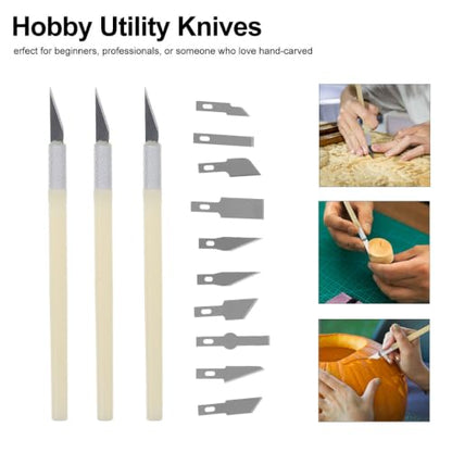 SUPVOX Craft Hobby Knife Set with Non-Slip Handles, 13 Pcs | Steel Blades for Clay Carving & Stencil Cutting - Sharp Precision Eliminates Tearing, Artists Achieve Clean Details Easily