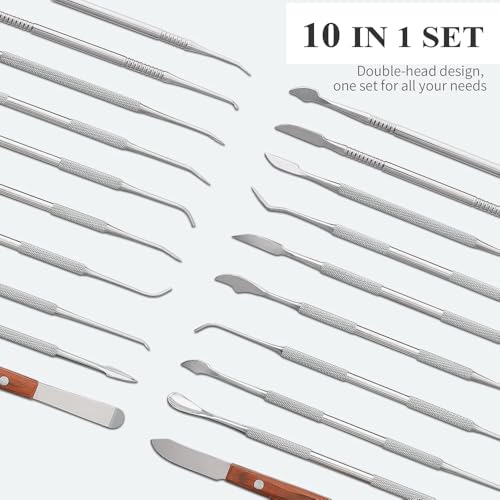 10 PCS Dental Wax Carving Tools Stainless Steel Waxing Modeling Kits | Wax Carvers Set Plaster Knife Metal Clay Sculpting Pottery Sculpture Tools Double Ended Tools