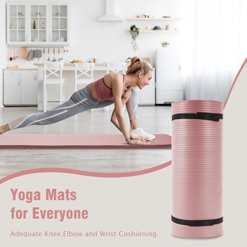 BalanceFrom 1-inch Thick 71x24 Inches Extra Thick Exercise Yoga Mat - color: Pinkish
