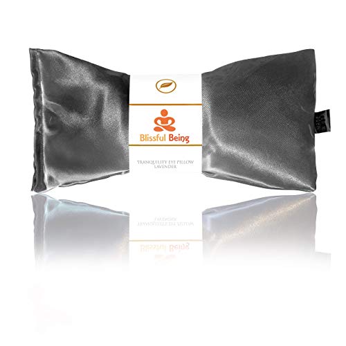 Lavender Eye Pillow | Hot or Cold Weighted Satin Eye Mask perfect for Sleeping, Yoga, Meditation | Gifts for Women, Birthday, Teachers | Natural Herbal Relaxation | Made in USA (Silver) - color: Silver