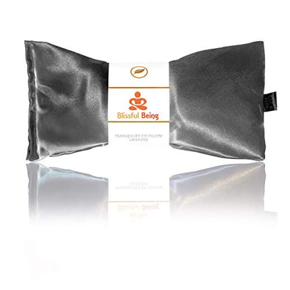 Lavender Eye Pillow | Hot or Cold Weighted Satin Eye Mask perfect for Sleeping, Yoga, Meditation | Gifts for Women, Birthday, Teachers | Natural Herbal Relaxation | Made in USA (Silver) - color: Silver