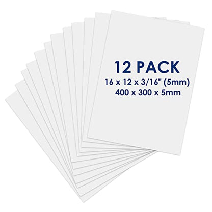 Foam Board 12 x 16 x 3/16"(5mm), Foam Core Board Sheets, White Poster Board | 12 Pack, Acid Free Foamboard, Rigid Sign Board for Mounting, Framing, Backing, Display, Presentation, Prints, Crafts & Art - size: 12x16 in 12 Pack