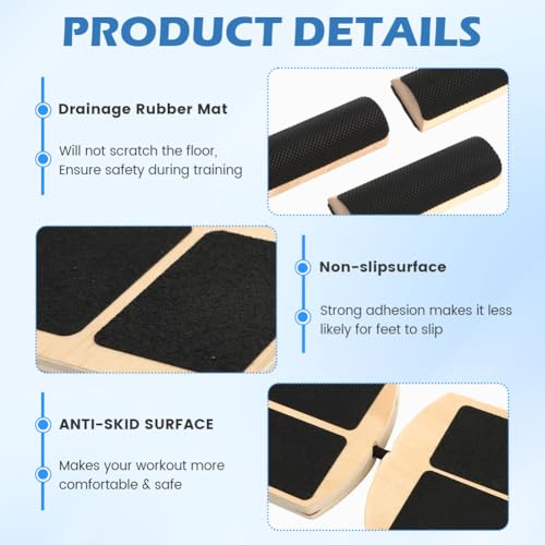 Adjustable Ankle Balance Board, Non-Slip Wooden Wobble Trainer, 300lb