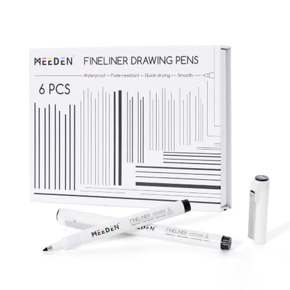 MEEDEN Micro Fineliner Drawing Pens: Fine Liner Pen 6 Pack, 3mm Black Waterproof Archival Ink for Large-Area Filling, Bold Outlining, Poster Lettering, Manga Panels and Expressive Artwork - Chisel Nip - style: 3mm Chisel Nib