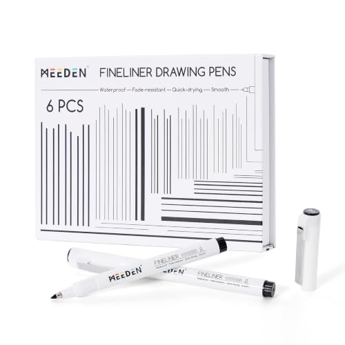 MEEDEN Micro Fineliner Drawing Pens: Fine Liner Pen 6 Pack, 3mm Black Waterproof Archival Ink for Large-Area Filling, Bold Outlining, Poster Lettering, Manga Panels and Expressive Artwork - Chisel Nip - style: 3mm Chisel Nib