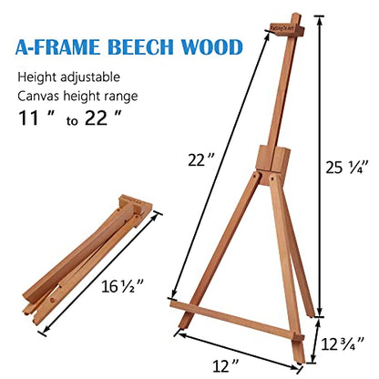 2 Pack Beechwood 25’’ Tabletop Easel Display Stand Set for Painting | Holding Canvas Up to 22 1/2 Inches High, Artist A-Frame Tripod with Rubber Feet, Portable Photo and Sign Holder - size: 2 Pack