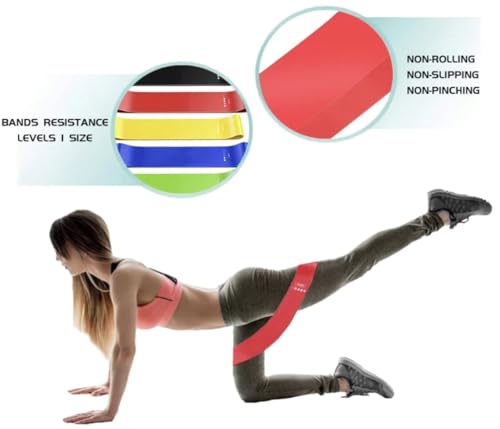 Resistance Loop Exercise Bands with Instruction Guide and Carry Bag, Set of 5
