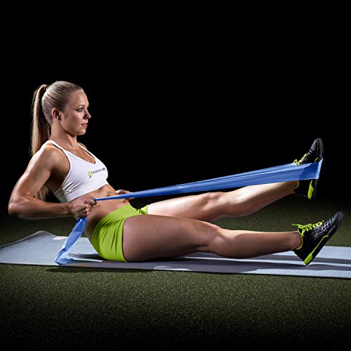 ProsourceFit Therapy Flat Resistance Bands Set of 3 (6’ each-Extra Long) for Stretching, Pilates and Rehabilitation with Door Anchor