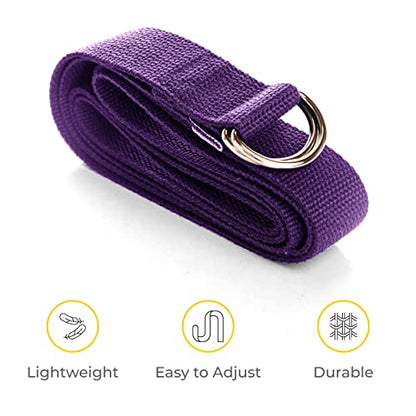 Bulk Yoga Straps, 10 Pack, 6ft, D-Ring Buckle | Adjustable Leg Stretching Strap for Muscle and Hamstring Stretch - Exercise Strap for Home,Gym, Schools and Studio - color: Purple