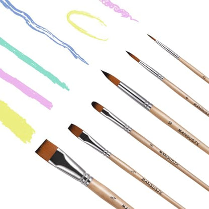 Travel Watercolor Brushes for Artists Set of 6 Paint Brushes for Watercolors & Versatile in Gouache, Oil - Premium Art & Travel Kit