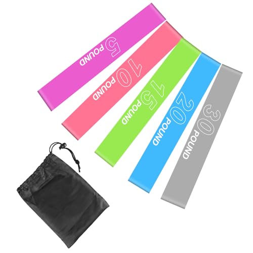 Resistance Bands for Women 5 Pack Loop Exercise Bands Set Workout Bands for Legs and Glutes Mini Bands with Carry Bag - color: Mixed Color-1