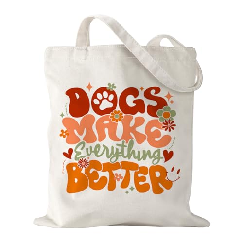 Canvas Bag for Women Grocery Shopping Travel Gym Weekender Vacation Womens Work Tote Bag Gifts - color: Dogs