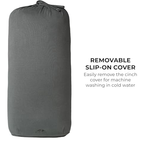 Mount Adams Firm Rectangular Yoga Bolster, 24x10x5in | 100% cotton, Dense and firm fill, Carrying handles, Restorative yoga, 8 lbs, Home and studio - color: Charcoal - Cinched Cover